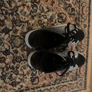Black and silver glitter shoes